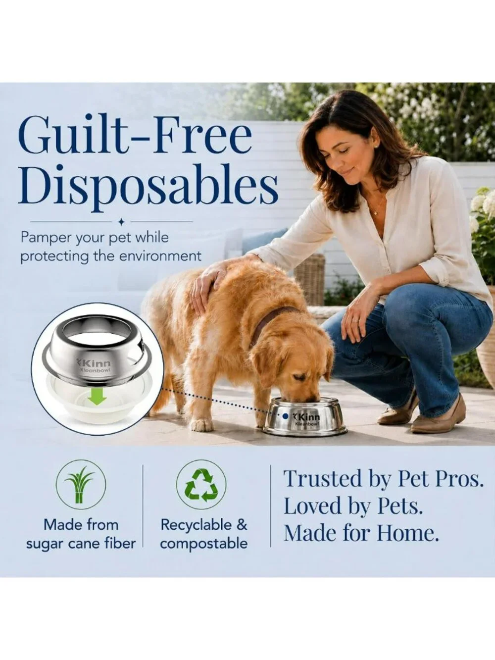 Stainless Steel Pet Bowls Set of 2 - 24 oz, Durable & Easy to Clean Design